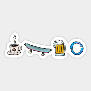 Coffee Skate Beer Repeat Sticker